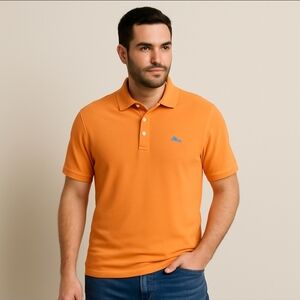 Men's TOMMY BAHAMA Orange Pique Knit Polo Shirt Sz S